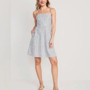 Fit & Flare Matching Tie-Strap Mini Dress for Women